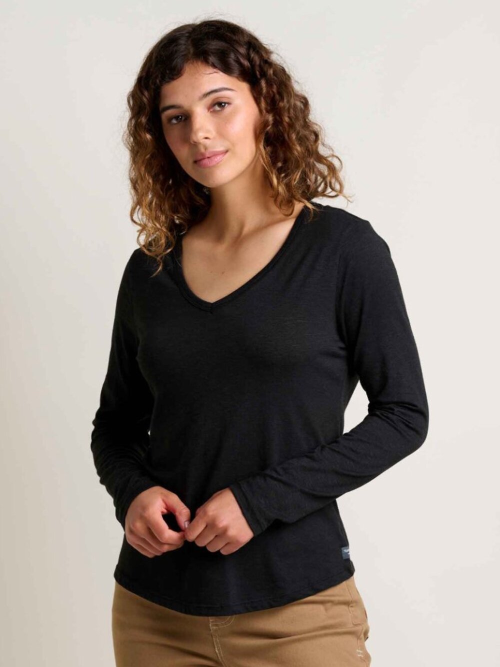 Toad & Co Womens Marley Long Sleeve Tee Black Organic Cotton Size Medium